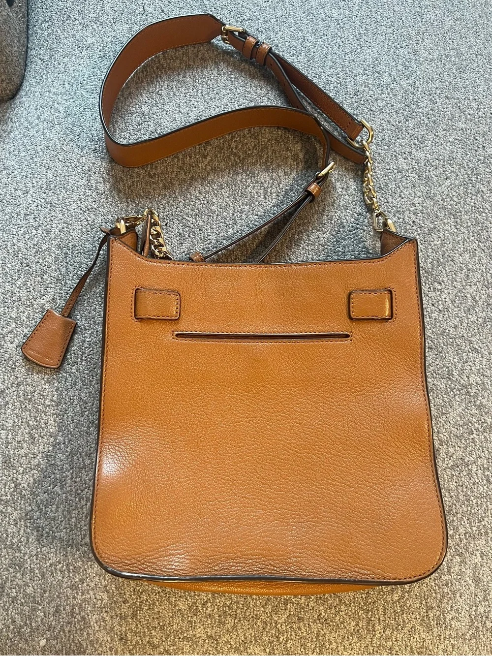 Michael Kors Chestnut Pebbled Leather Shoulder Bag with Gold Tone Hardware
